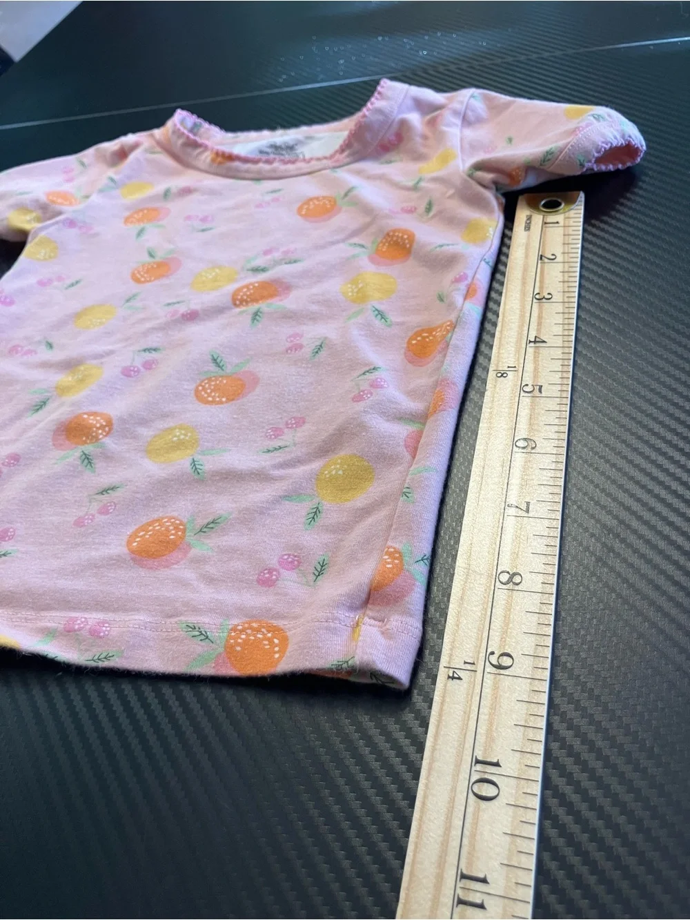 Rene Rofe Pink Short Sleeve Tee with Orange & Yellow Fruit Print